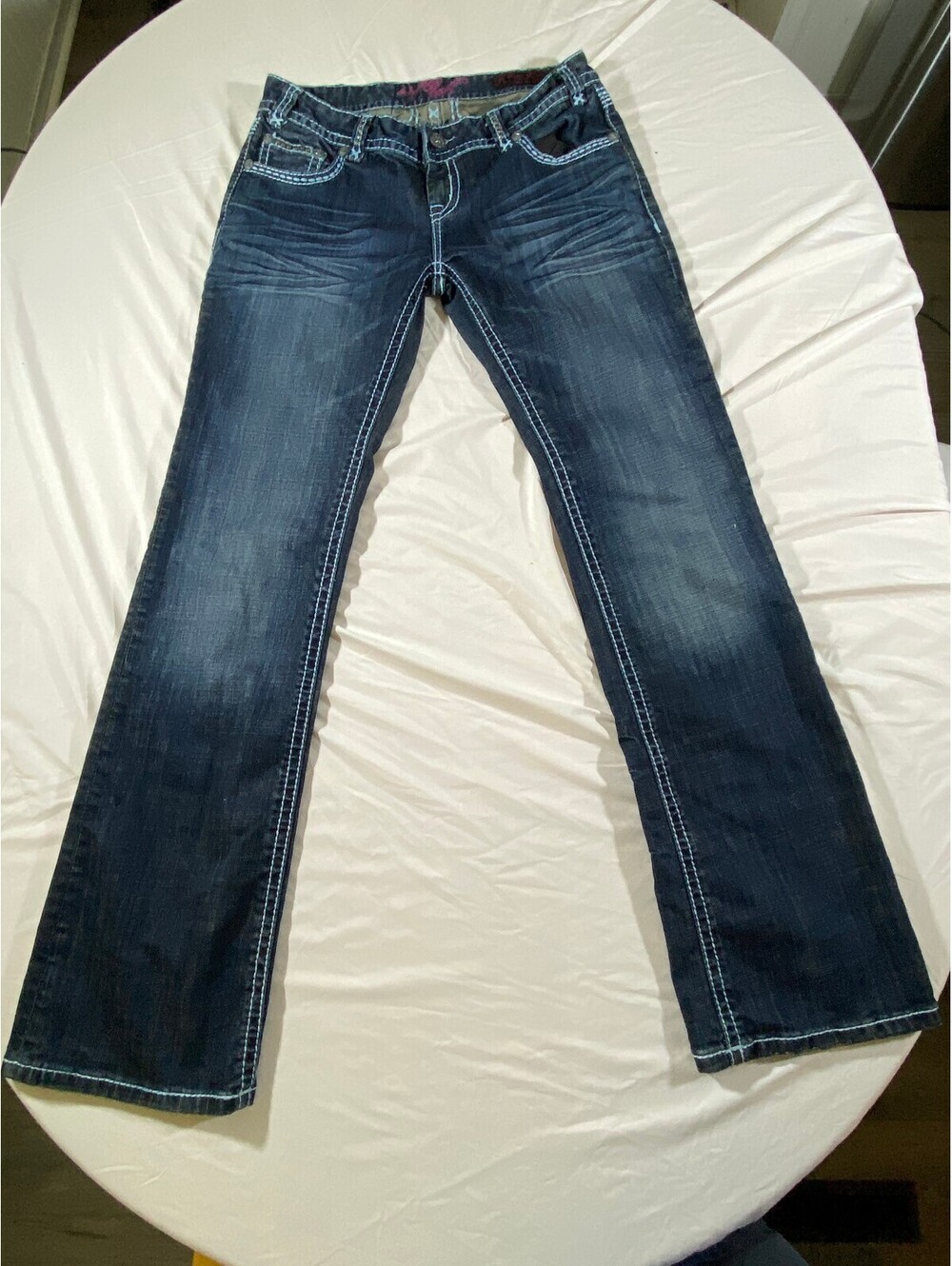 Rock & Roll Cowgirl Womens 30x34 Low Rise Bootcut Jeans Dark Wash Western Y2K